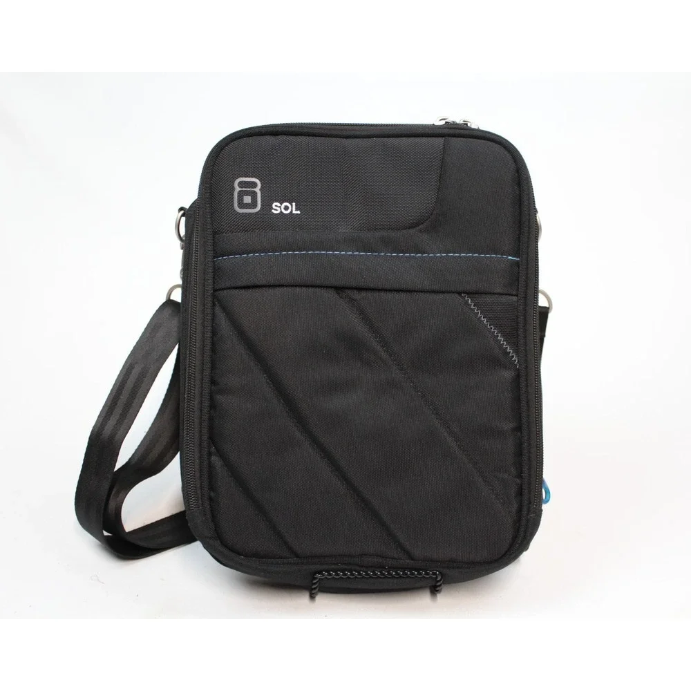SOL Computer Table Messenger Bag Carry Case Padded Black Nylon Zipper 12 In Tech